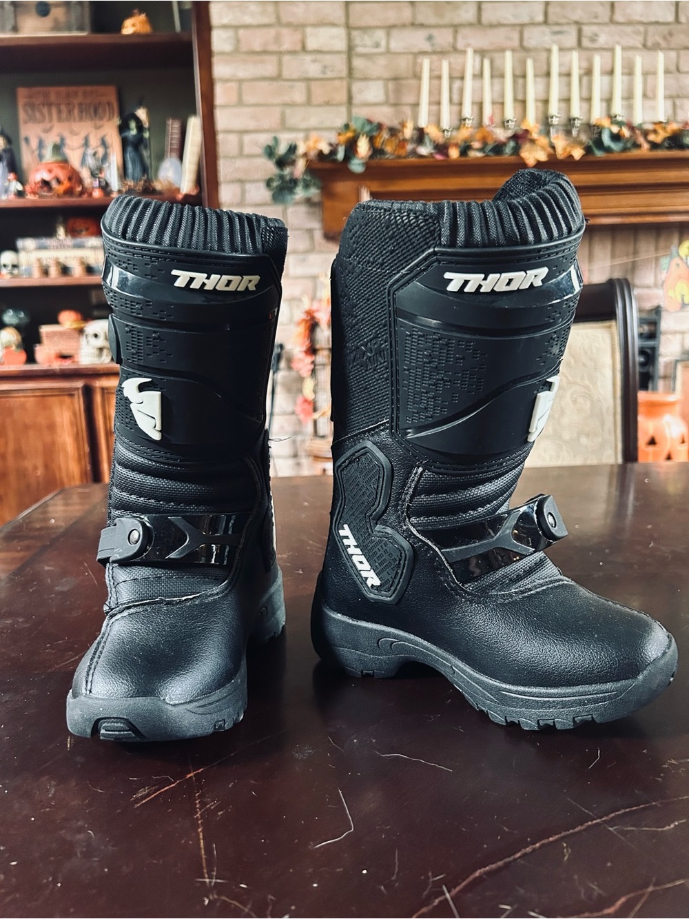 Thor Kids Black Motocross Boots - Youth Off-Road Riding Boots